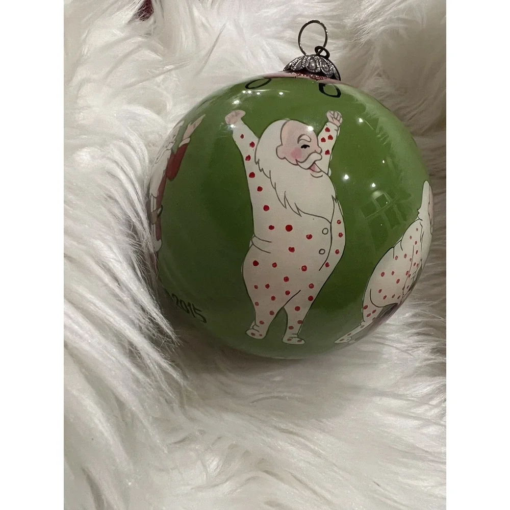 Pier 1 Li Bien 2015 Santa Getting Dressed Christmas Eve Mouth Blown Glass